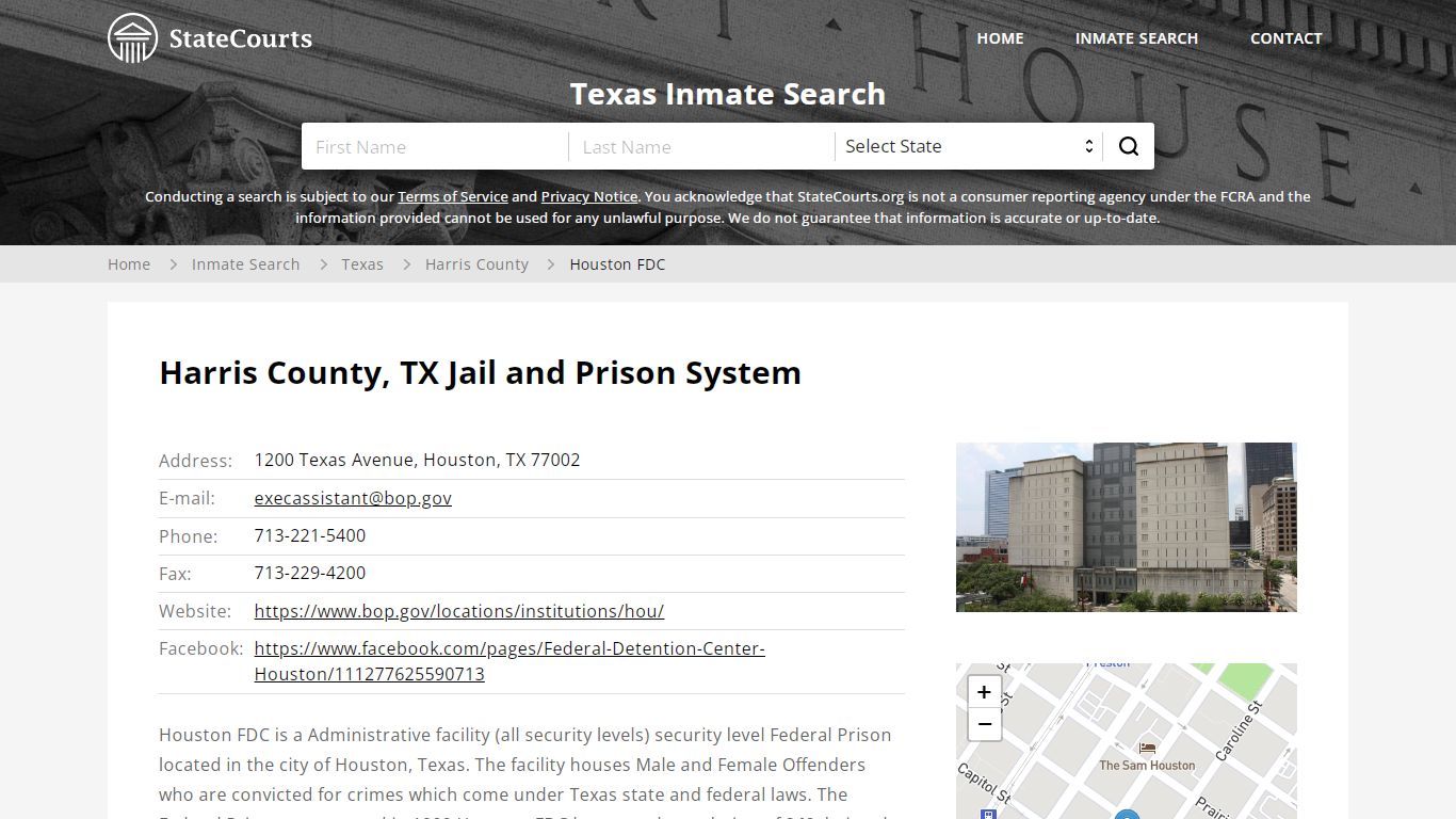 Houston FDC Inmate Records Search, Texas - StateCourts